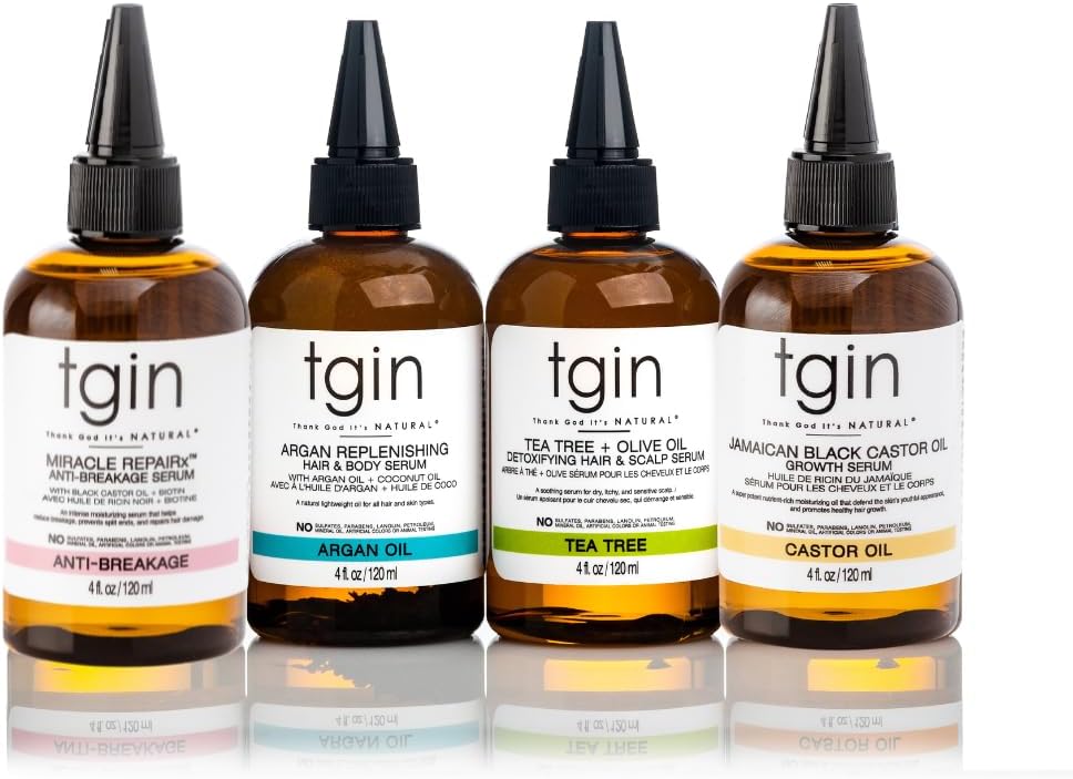 tgin Serum 4 pack for Natural Hair MRx AntiBreakage Serum, Tea Tree and Olive