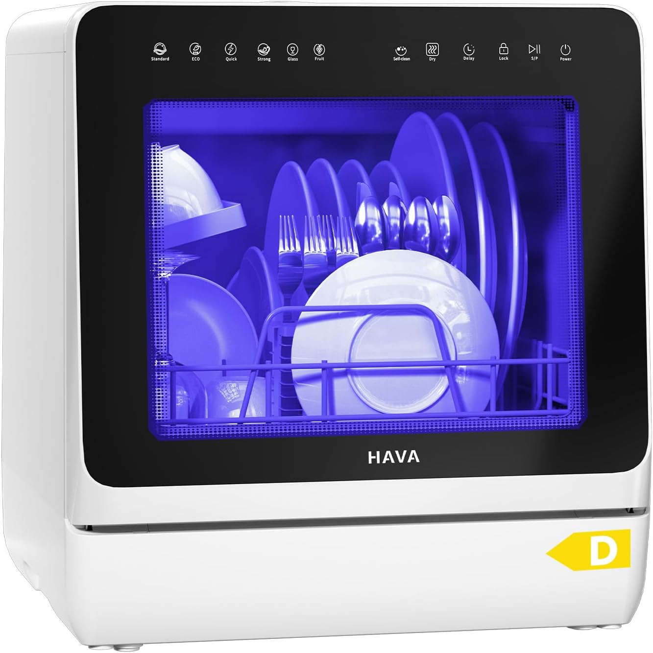 2025 NEW Upgraded Table Top Dishwasher with Water Softener and Enhanced Energy Efficiency, Portable Dishwasher with 8 Wash Programs, Child Lock & Delayed Start Function, No Installation Needed