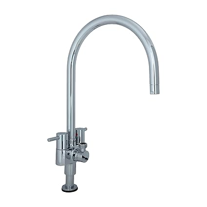JAQUAR Florentine Series Table Mounted Swinging Spout with Provision for RO Sink Mixer (Chrome) | Twin Side Lever, Brass Body Water Tap/Faucet/Cock for Bathroom/Kitchen Wash Basin | FLR-CHR-5355N