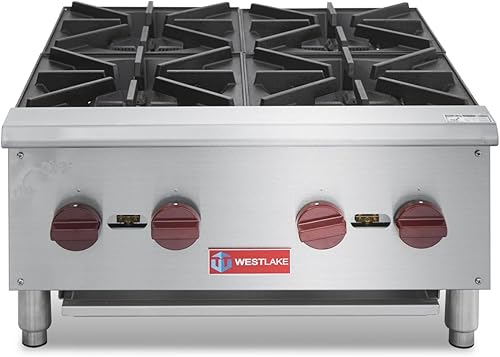 Miniatura 8 de WESTLAKE Cocina de gas comercial para encimera, 2 quemadores de gas natural y propano con 50,000 BTU, estufa de cocina de encimera de 12 pulgadas de