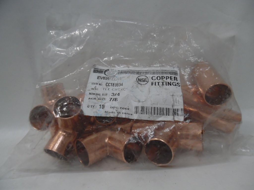 Everflow Supplies CCTE0034 Tee Fitting with Solder Cups for Copper Pipe