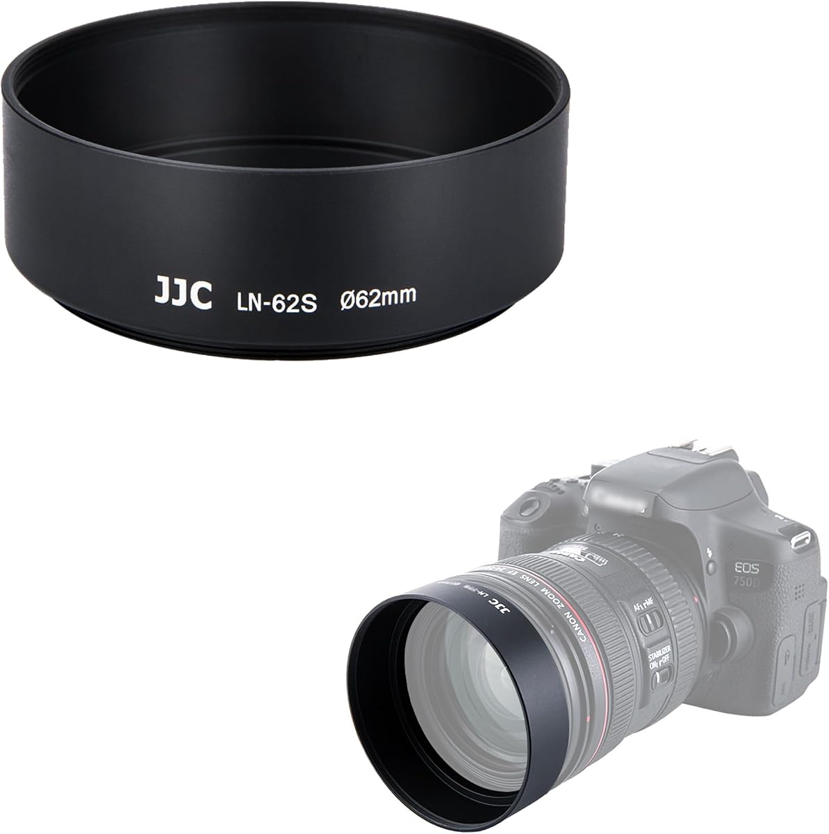 JJC 62mm Screw-in Mount Aluminum Metal Lens Hood for DSLR Mirrorless Lens | for Fujifilm XF 56mm f/1.2 R, XF 55-200mm f/3.5-4.8 R, Nikon Nikkor 70-300mm f/4-5.6G Lens, Lens Protection Accessories