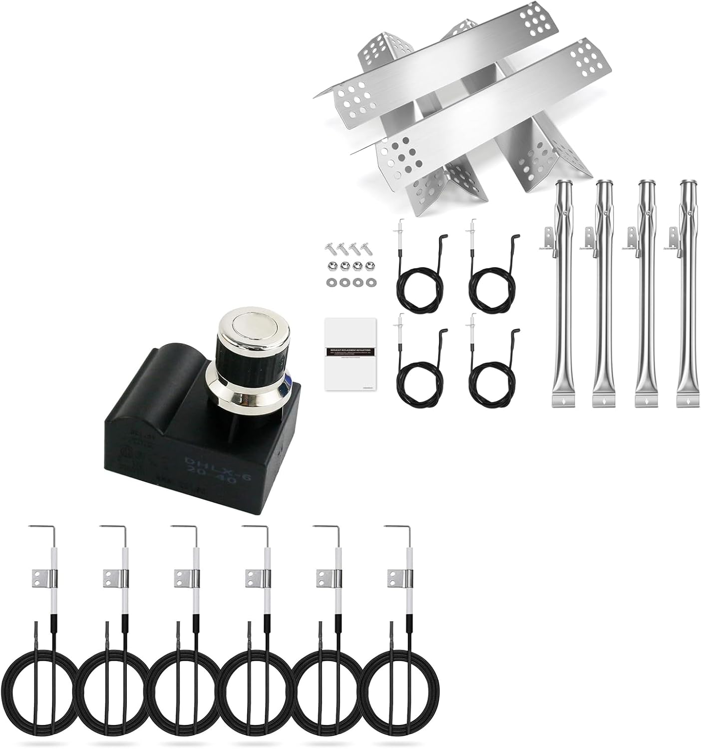Uniflasy Universal 6 Outlets Tact Push Button Grill Ignitor Kit and Replacement Parts Kit for Nexgrill 720-0830H, 720-0830D, 720-0783E