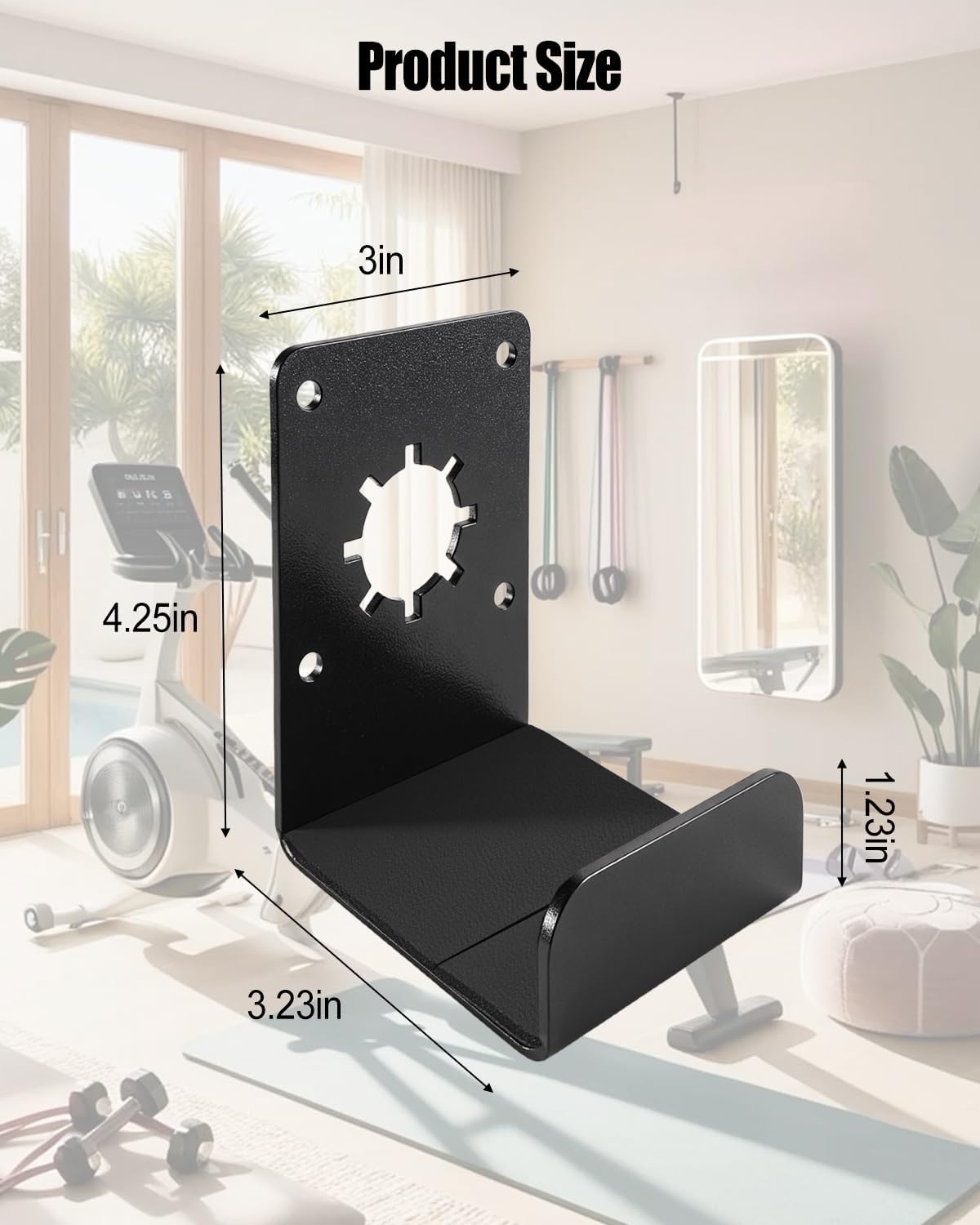 Weight Bench Wall Mount Storage Bracket 200LB Heavy Duty Gym Hanger | Heavy Duty Carbon Steel Wall Mount Brackets with Rubber Gasket for Weight Benches, Hex Bars and Home Gym Storage