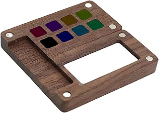 Paleta Aquarela, cor pintor madeira nogueira, bandeja tinta viagem portátil para aquarela, guache, tinta acrílica, registrar belos momentos Buniq