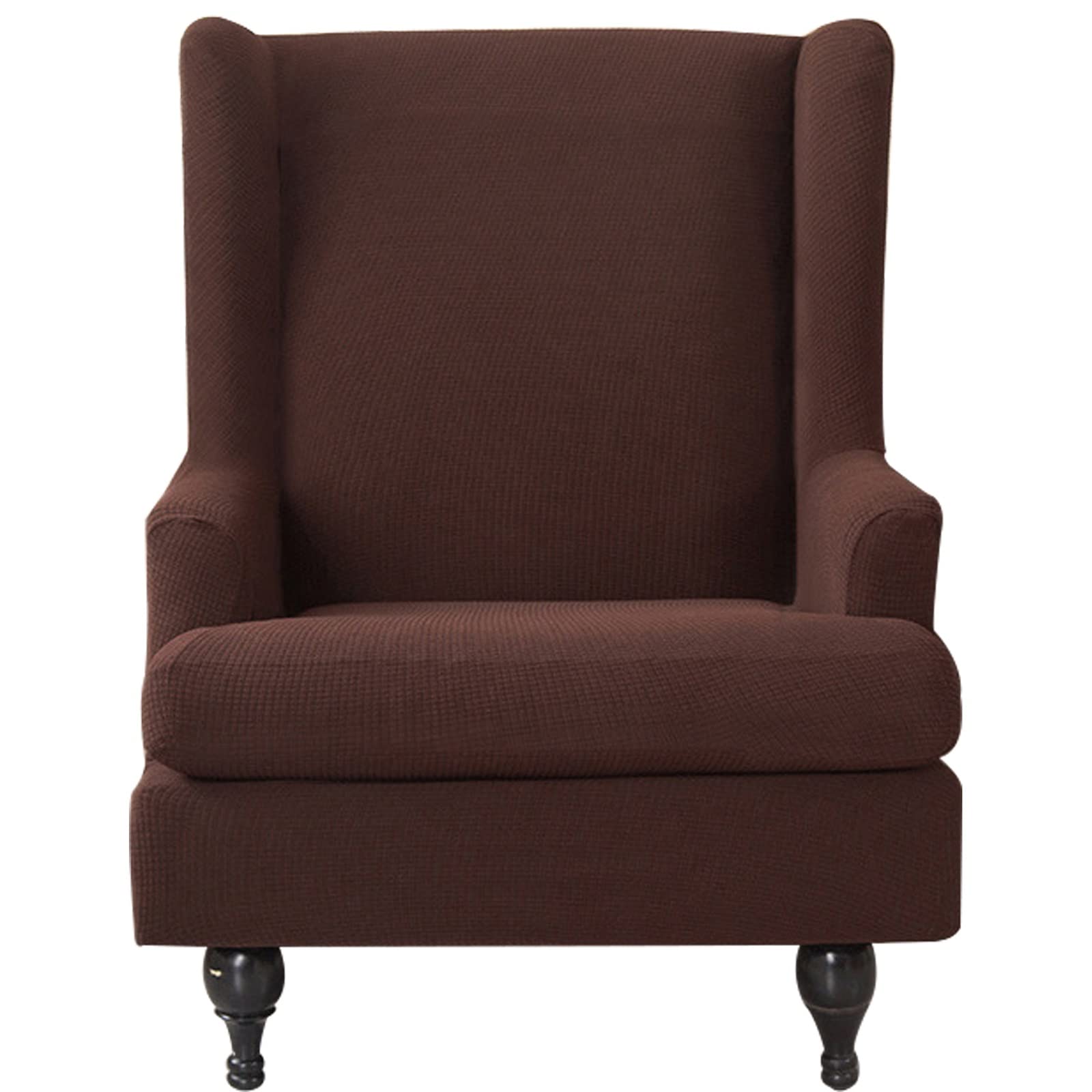 Funda para sillón orejero elástica Konsilsa de 2 piezas en color café