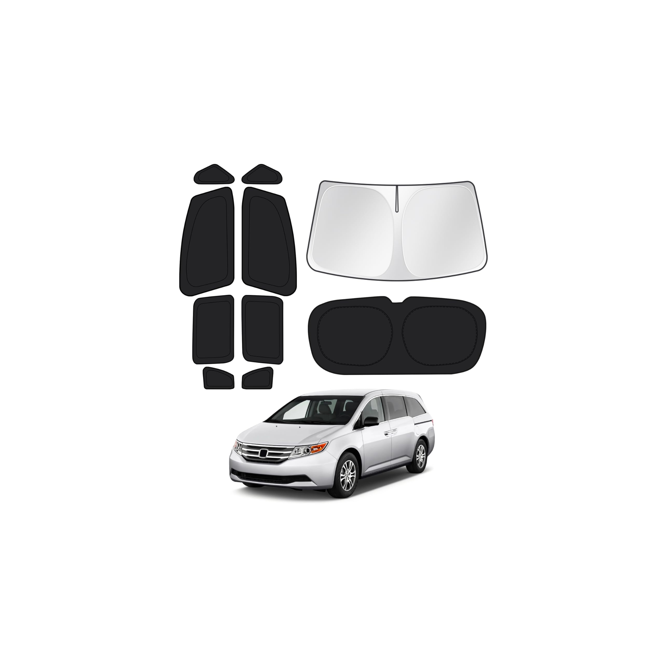 Canvcle Window Shades for 2011-2017 Honda Odyssey Accessories Windshield Sun Shade Side Rear Window Covers Sunshade Sun Visor Shield Privacy Protection for Camping Keep Vehicle Cool Black 10PCS