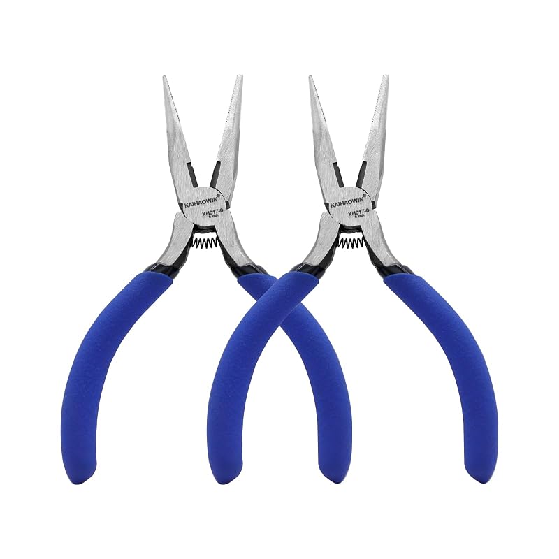 Alicate de Bico Fino KAIHAOWIN com Cortador e Mola 12,7 cm, Kit com 2 Peças