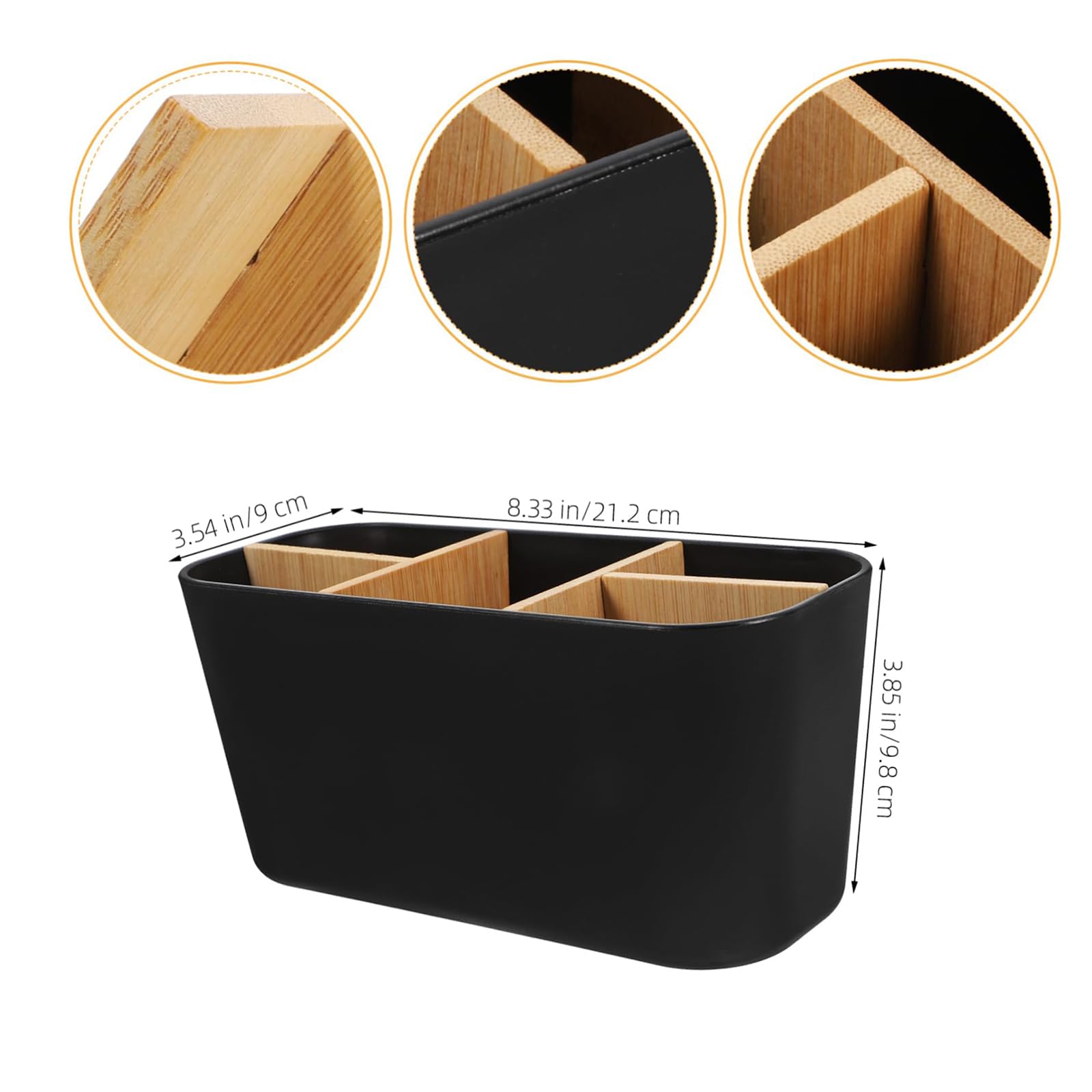 Porta Spazzolini Bagno Bambù con Fondo Antiscivolo & Scomparti