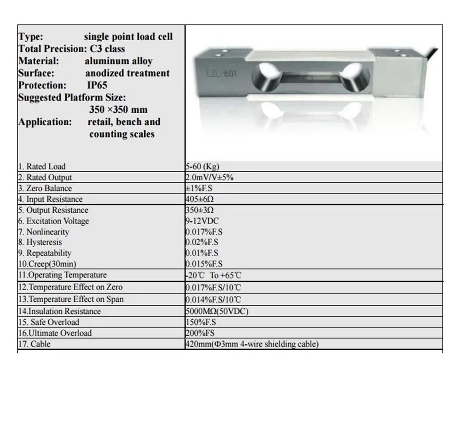 CZL601-30KG Ogniwo obciążnikowe do wagi elektronicznej