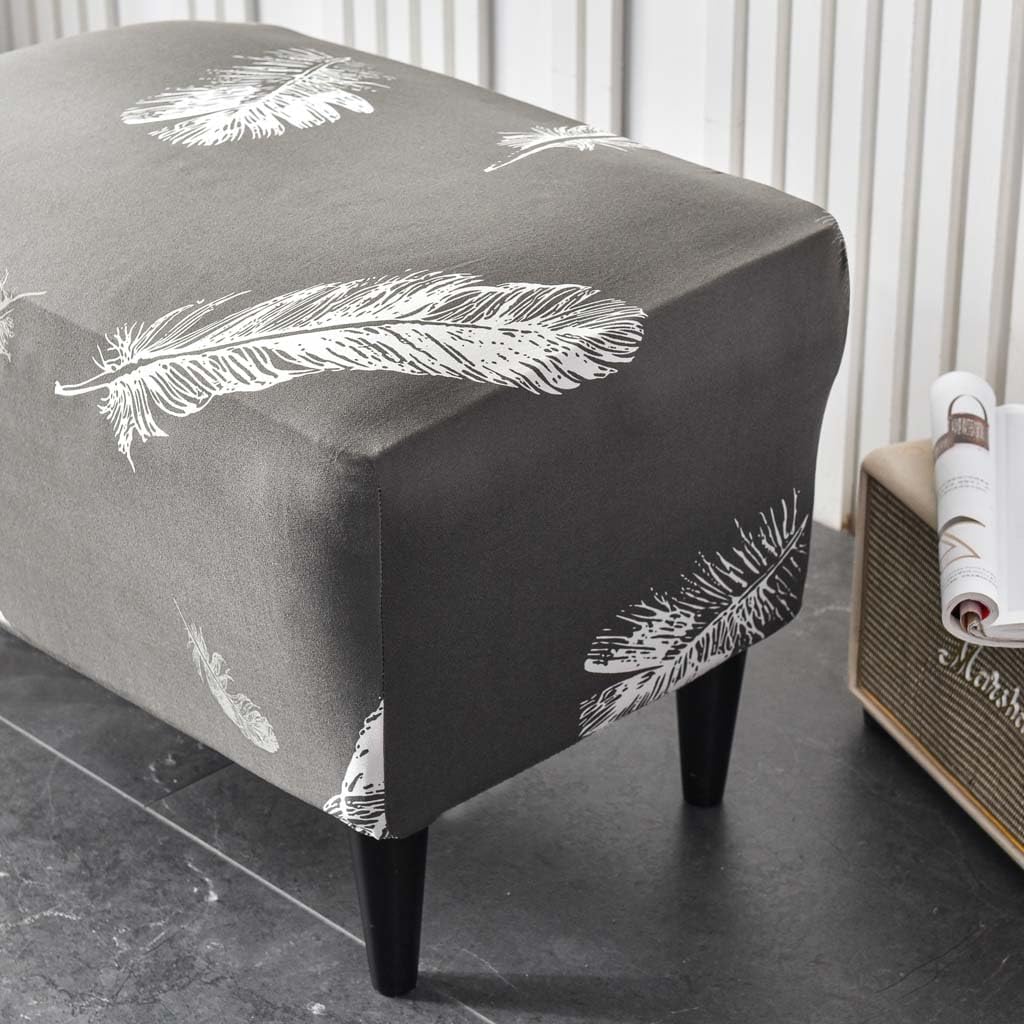 Rectangular Ottoman Stretch Cover Non-Slip Footstool Slipcover Elastic Bottom for Easy Fit Sofa Protector Furniture Cover for Home Decor