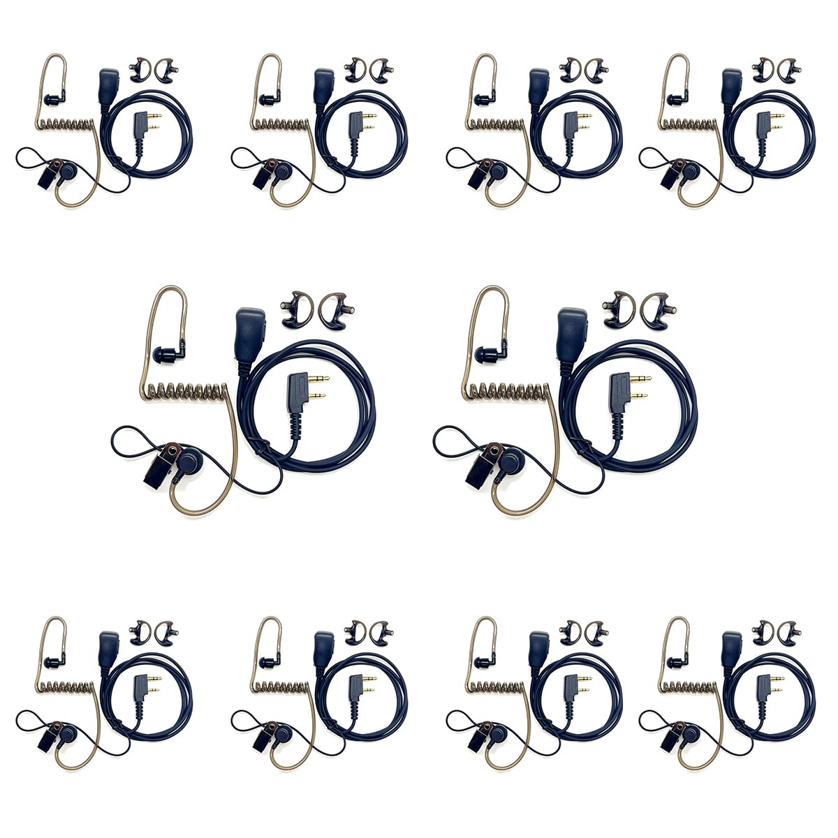 Walkie Talkies Earpieces with Mic 2 Pin Covert Air Acoustic Tube Headset for Baofeng UV-5R BF-888S BF-F8HP Retevis H-777 Arcshell AR-5 Kenwood Pxton Two Way Radio（10Packs）