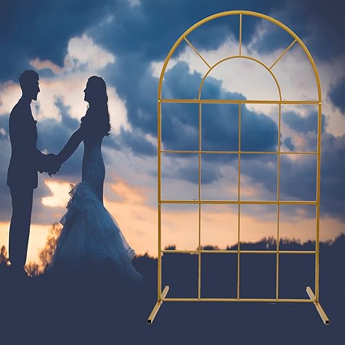 Miniatura 2 de Arcos de boda de metal dorado de 3.9 x 6.5 pies de ancho x 6.5 pies de alto para ceremonia, soporte de arco de hierro para arco de globos para