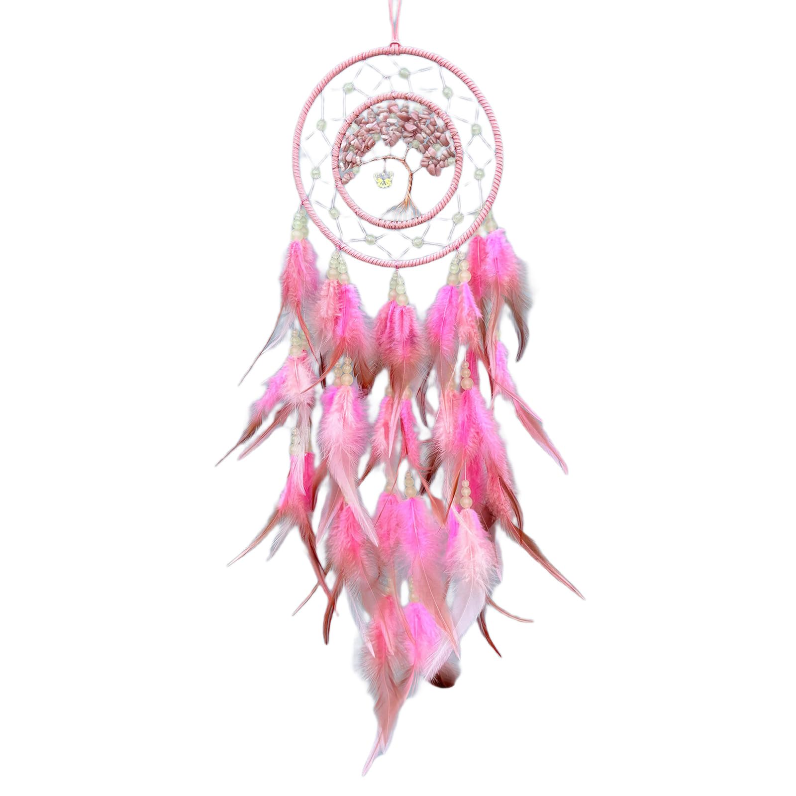 carotoe Dreamcatchers Wall Hanging Ornament with Glowing in Dark Beads and Feathered Tassels for Bedroom and Nursery Decoration Feathered Tassels Hanging Ornament