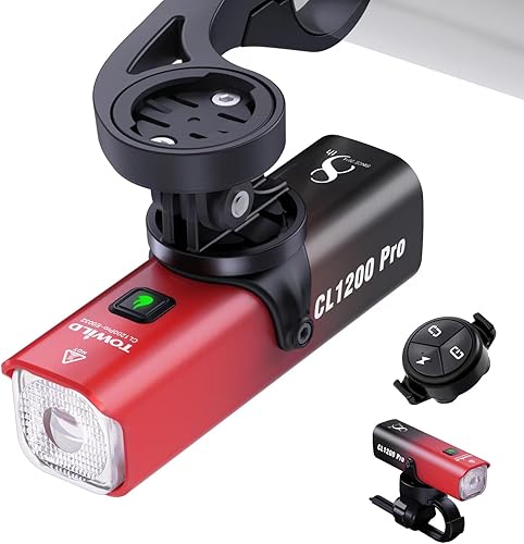 TOWILD CL1200 Luces de bicicleta para conducción nocturna, compatibles con montaje GarminGoPro, faro brillante de bicicleta de 1200 lúmenes, batería