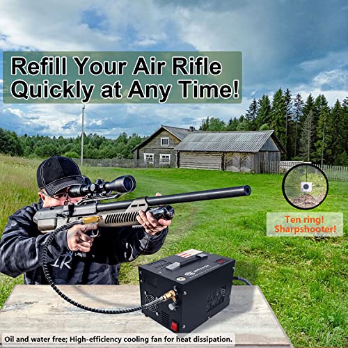 Spritech PCP Air Compressor,Built-in Power Converter,Portable 4500Psi/30Mpa,Water/Oil-Free,PCP Paintball Tank Air Pump, Powered by 12V Car DC or Home 110V AC with Oil-Moisture Filter by Spritech - Image 2