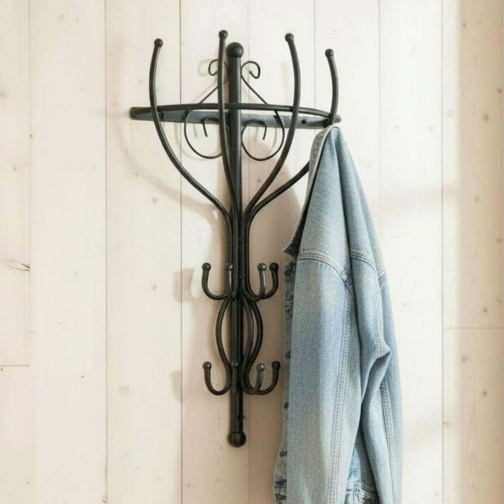DanDiBo Wandgaderobe Halbrund Wand Metall Schwarz Vienno 66cm Gaderobe Kleiderhaken Gaderobenhaken Hakenleiste Flurgaderobe Haken
