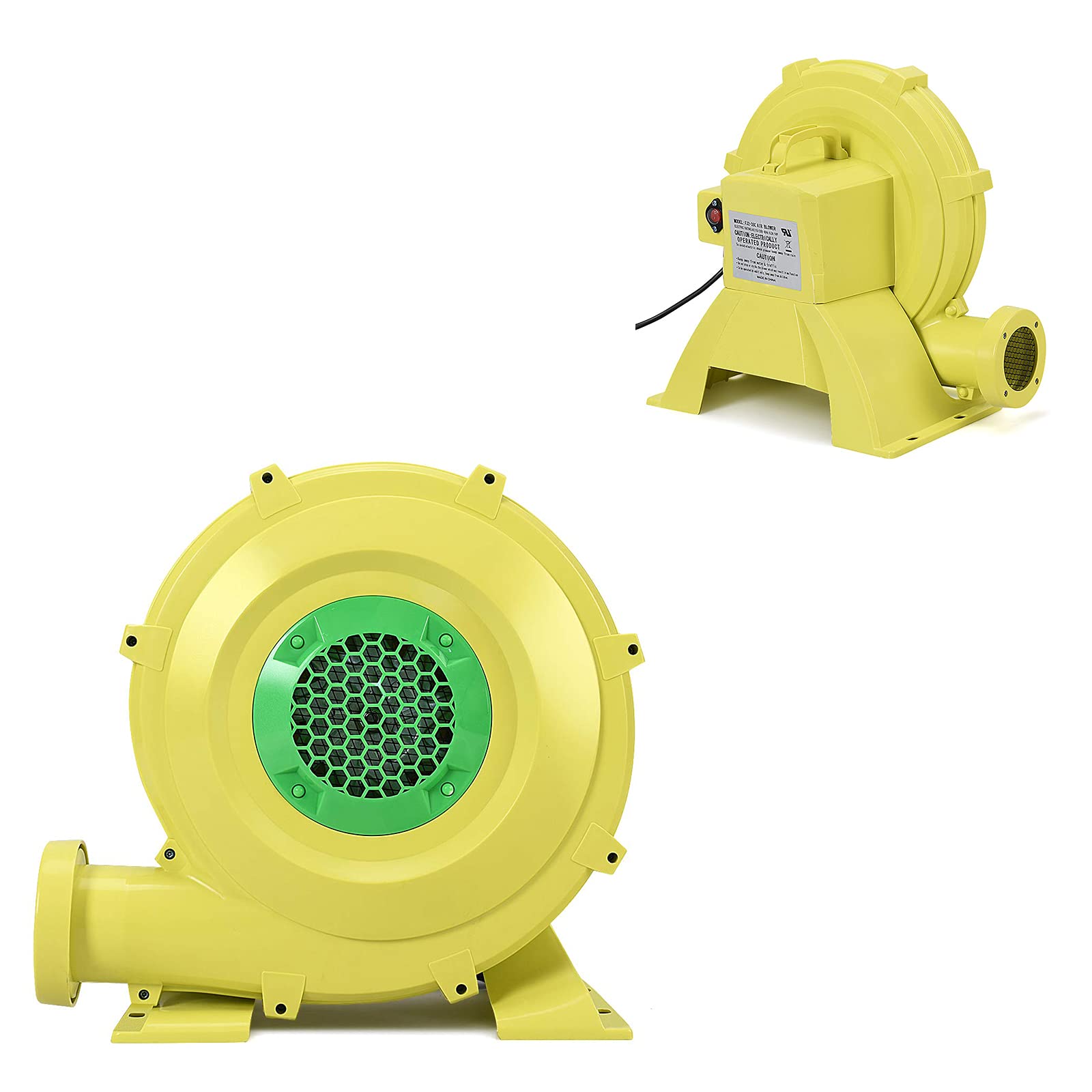 RELAX4LIFE Pompe Électrique Gonflable avec Moteur en Cuivre 350W/450W/680W/850W, Souffleur d'air avec Ventilateur pour Château Gonflable, Maison Gonflable de Rebond de l'eau, Cavalier, Jaune