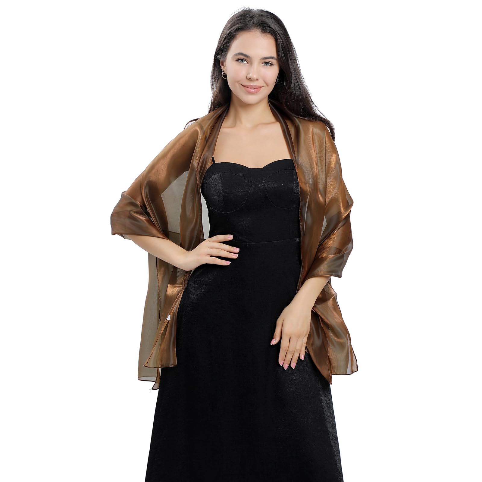 Ladiery Bufandas y envolturas de seda para vestidos de noche mujeres Sheer Soft Dama de honor Boda Shawl Party Organza Stole