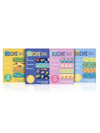 Aya Papaya Ouchie Non-Toxic Printed Jumbo Pack (80 Pack) - Yellow, Space Blue, Lavender, Blue