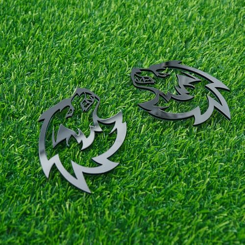 Image of Pair Set Wolf Car Emblem Badge Angry Eye Custom Truck Fender Side Rear Decal Sticker (Gloss Black)