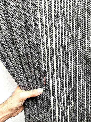 MadeInNature Tenda per porta in cotone poliestere corda intrecciata di alta qualità, per interni ed esterni, larghezza 90 cm x lunghezza 200 cm, diversi modelli a scelta (grigio 54 fili)
