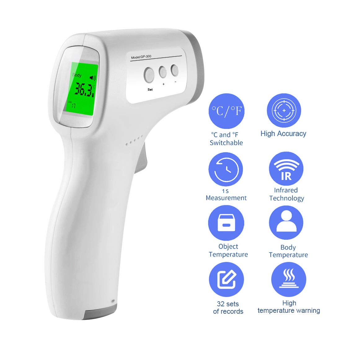 Termoscanner Infrarossi, Letture Istantanee Accurate, Display LCD, Certificazione CE, Conversione ℃ e ℉ per Neonati, Bambini, Adulti