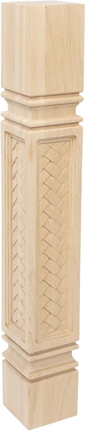 OUTWATER 35-1/4 in. High x 5 in. Wide x 5 in. Depth. Unfinished North American Solid Hard Maple Mission Weave Kitchen Island Leg