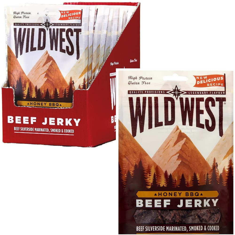 Wild West Beef Jerky, 12 x 70g Honey BBQ Rindfleisch, Beef Jerky high