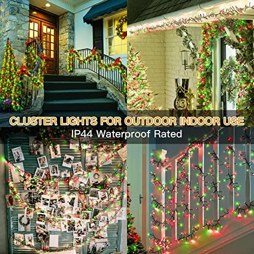 Ollny Cluster Christmas Lights Outdoor - 6m 400 LED Christmas Tree Lights Waterproof Fairy Lights Plug-in 8 Modes/3 Timers/Remote - Xmas Lights for Indoor/Outside/Window/Bedroom/Garden Decorations