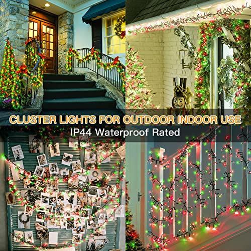 Ollny Christmas Lights Outdoor Decorations - 600Led 30Ft Red And Green Alternate Cluster Lights With 8 Modes,Timer Remote, Ip44 Waterproof Fairy String Christmas Tree Lights For Garland Window Home #TOP4