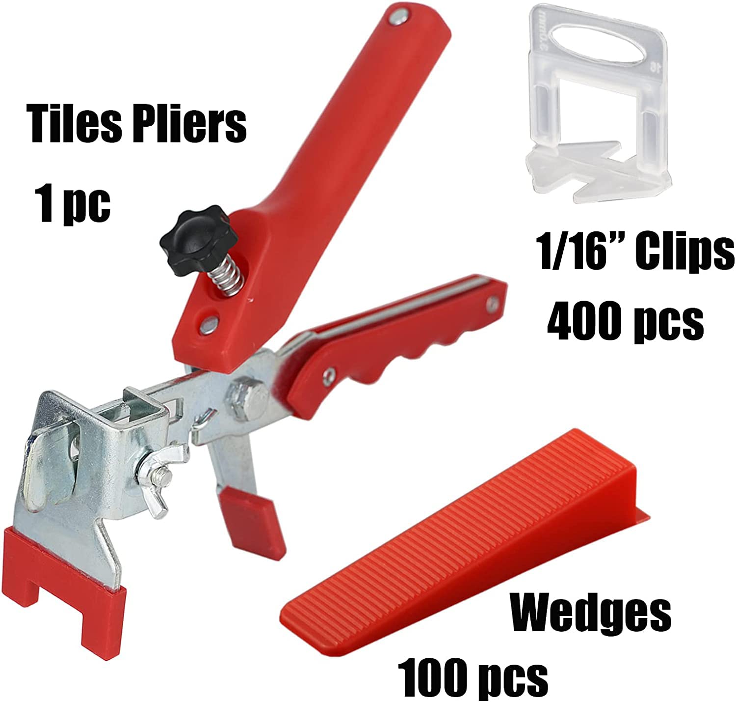 Sistema de nivelación de azulejos,400 lengüetas de1.5 mm, 100 piezas reutilizables cuñas y 1 alicate de instalación, güetas para azulejos con un grosor de 3 a 12 mm.