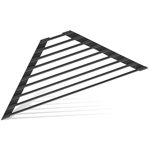 Mistifi Full Silicone-Coated Triangle Roll-Up Dish Drying Rack with Steel Core for Sink Corners - Multipurpose Over-The-Sink Kitchen Drainer & Space-Saving Organizer (Black)