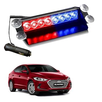 Kandid 8 Led Flash Car Flashing Warning Emergency Windshield Unit 3 Mode Police Strobe Light Lamp For Hyundai Elantra (12V)