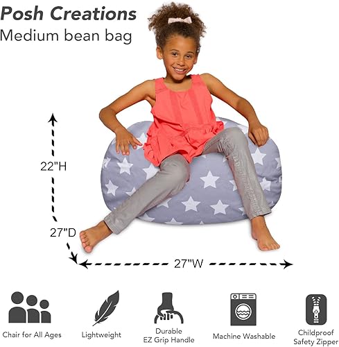 Miniatura 298 de Posh Creations - Sillón puff para niños, adolescentes y adultos, incluye funda extraíble y lavable a máquina, grande de 38 pulgadas, piel de conejo