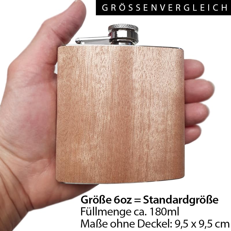 Holz Flachmann Der Berg ruft, mit persönlicher Namens Gravur! Geschenk Wandern Klettern Bergsteiger Ski Fahrer Urlaub – Ansicht 5