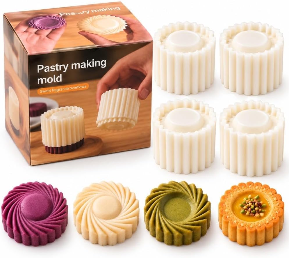 Sunflower-Patterned Round Hand-Press Mooncake Mold,Double-Ended Cookie Mold