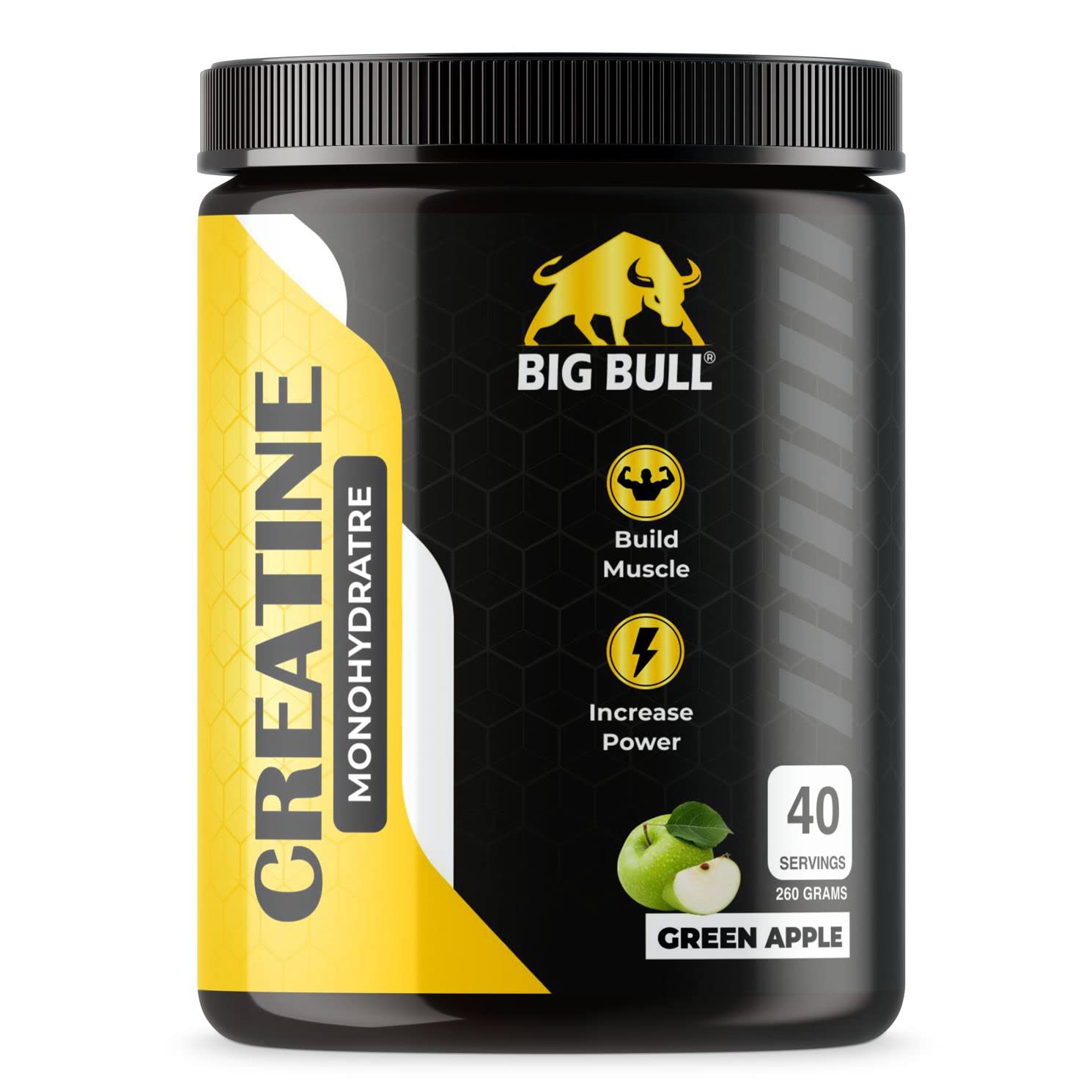 BIGBULL Creatine Monohydrate for Pre/Post Bodybuilding to Sustain Longer Workout, Lean Muscle Building, Muscle Repair, Recovery Supports Athletic Performance & Power (40 Serving, Green Apple, 260g) (B09PFZB4H7) Amazon Price History, Amazon Price Tracker