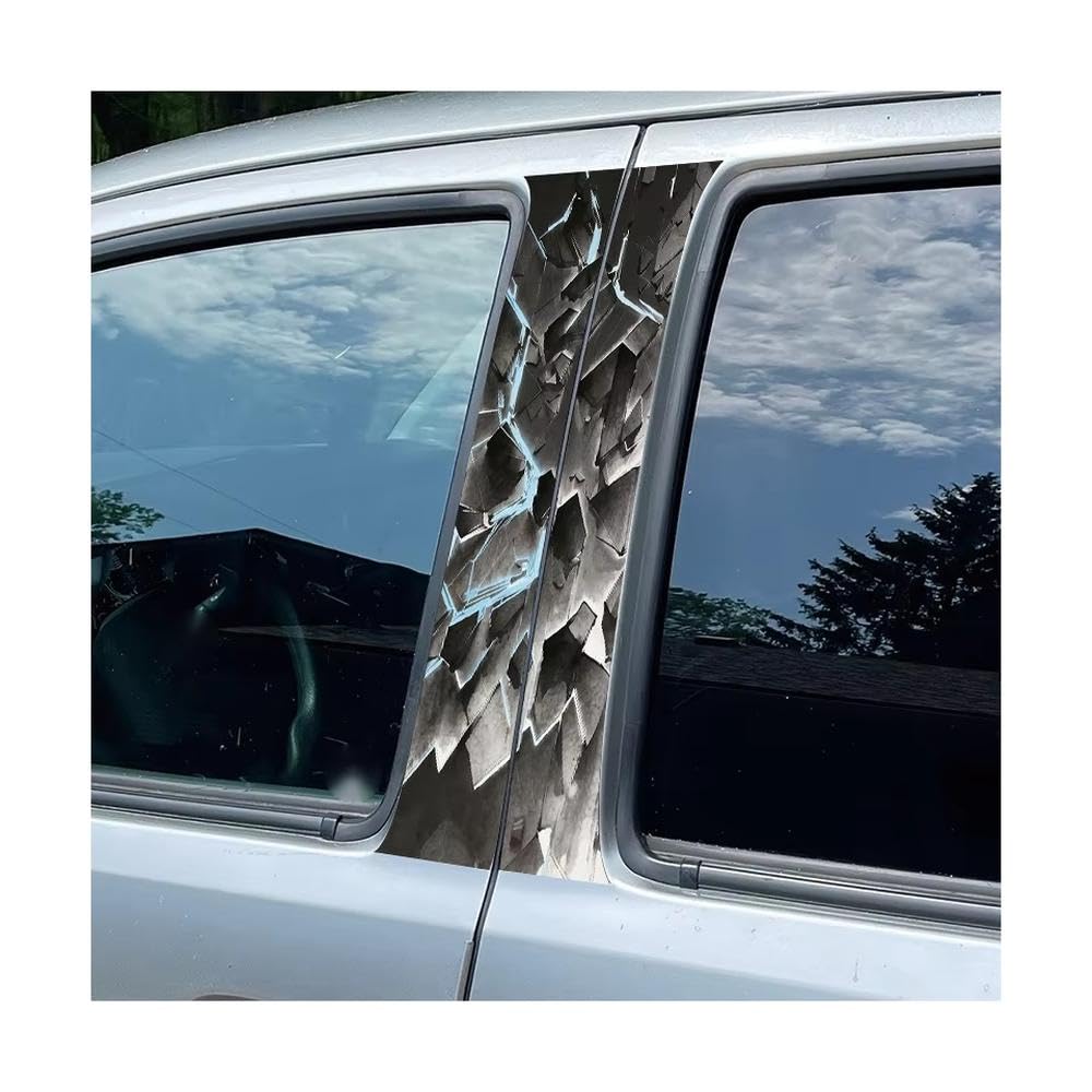 Bertdcx One Color 2 Pieces Of Automotive B-Pillar Geometric Lines Glossy Material Protective Film Auto Parts
