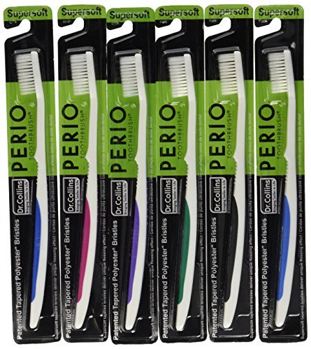 Dr. Collins Perio Toothbrush, (colors vary) (Pack of 6)