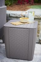Záhradný stôl Keter Allibert Luzon Flat Wicker v grafitovo sivej farbe, s odnímateľným vekom a úložným priestorom, imitácia umelého ratanu, 39x39x42,5 cm 2