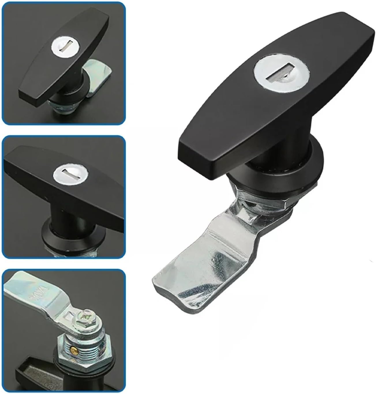 Universal RV T-Handle Door Lock with 2 Key Trailer Toolbox Drawer Cabinet Door Lock Camper Topper Lock RV Truck Door(Black)