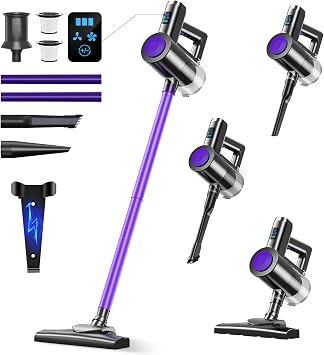 Cordless Vacuum Cleaner, 2026 Advanced Version & 26,000 Pa Super Strong Suction & LCD Touch Display, Cordless Vacuum Cleaner, Cyclone Type, 45 Minutes of Continuous Operation, Wall Storage & Charging, Handy Cleaner, Stick Cleaner, Type C Rechargeable, 2 Levels of Suction, Freestanding, 360  Left & Right Rotation, 90  Up/Down Rotation, Telescopic Pipe, HEPA Multi-Function Includes carpet, curtain, Applicable to sofa/cars