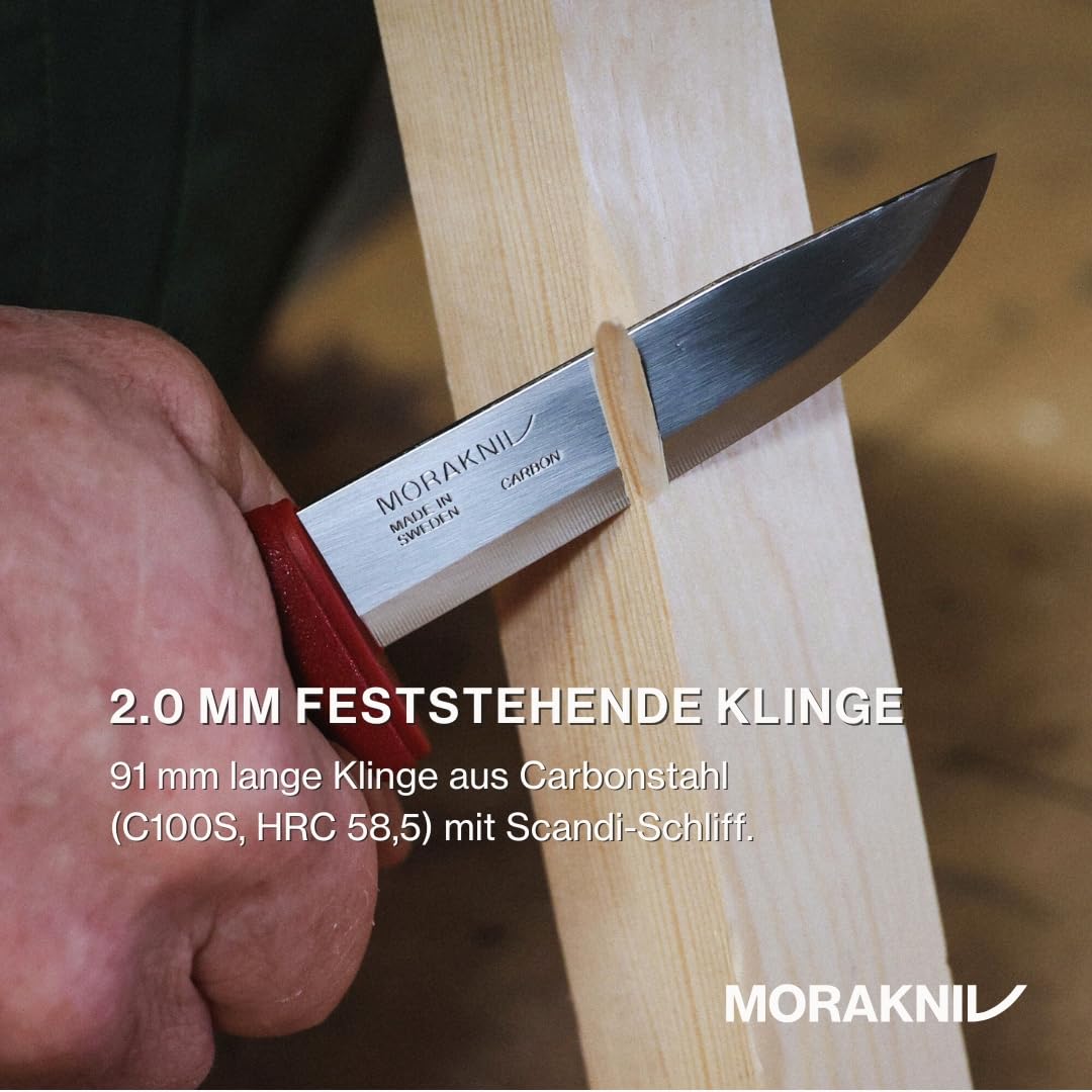 Morakniv Messer mit Scheide für Handwerker - 2-Pack Rot - Basic 511 C - Mora Messer Feststehende Klinge aus Kohlenstoffstahl - 2,0 mm - Hergestellt in Schweden - Outdoormesser feststehend