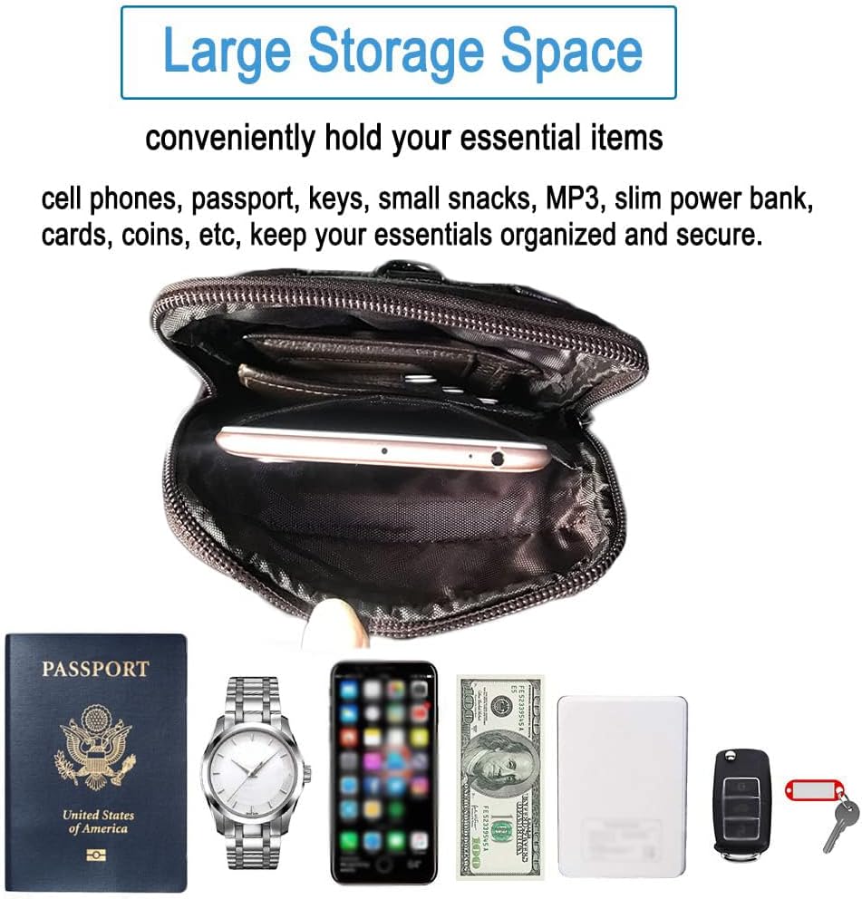 Men Waist Belt Bag Fit for iPhone 14 13 12 11 Xs Max Belt Pouch for 7.0" Smartphone with Thick Dual Layer Defender Case Hybrid Armor Case Battery Case On Style2-Coffee