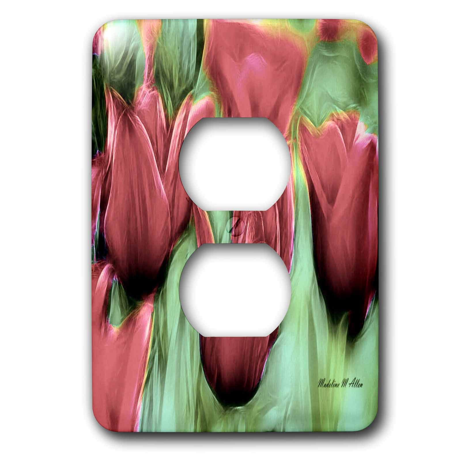 Tulipe Fleurs Rose 2 Prise de courant habillage mural pour masquer prise