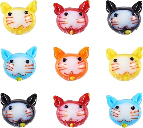 Vista 36 de FASHEWELRY - 20 piezas de cuentas de vidrio transparentes redondas de lampwork, cuentas de cristal transparente de vidrio, cuentas de lampwork