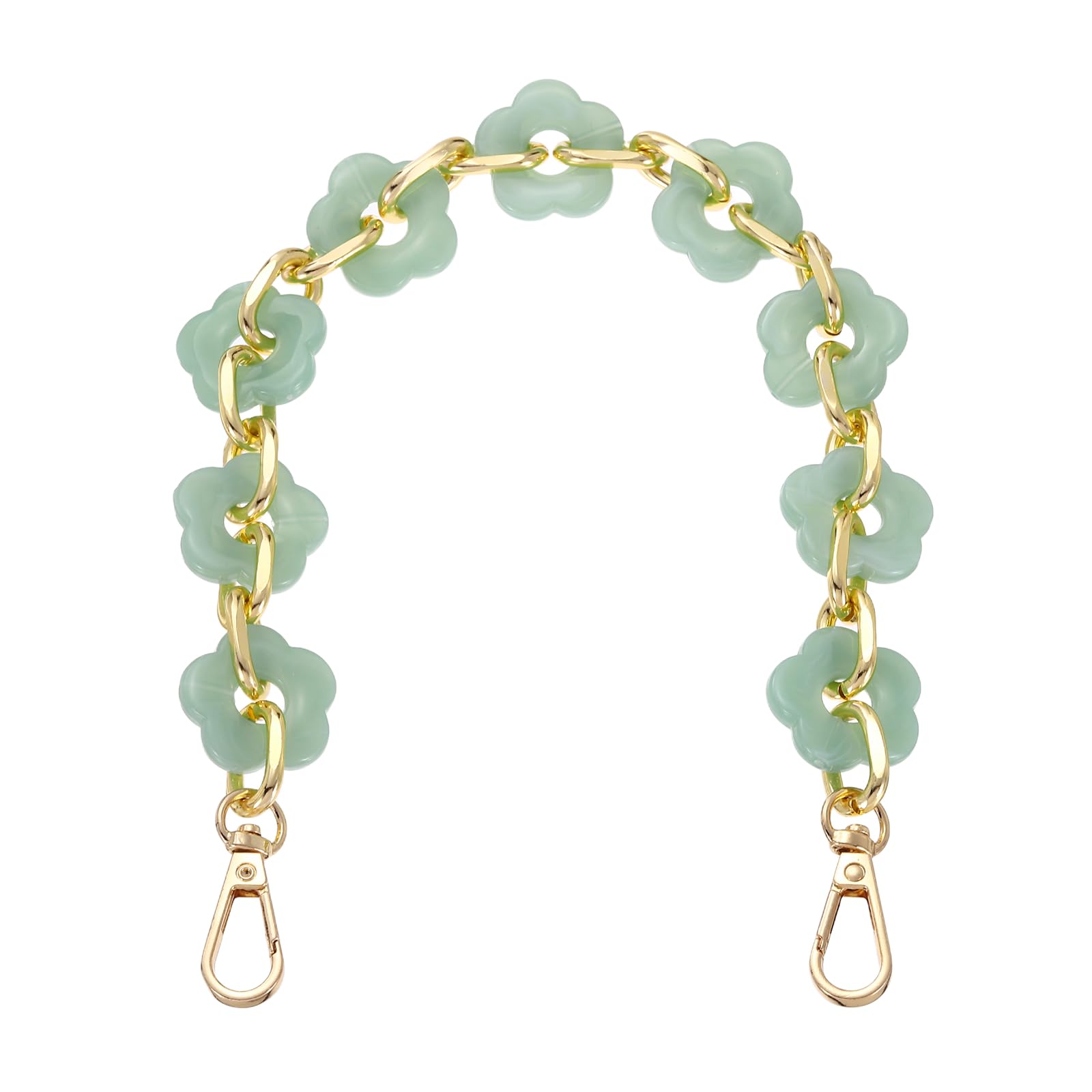 sourcing map 15.7" Acrylic Chain Strap, Flower Chunky Purse Extension Decorative Short Chain, Women Bag Charm Replacement for Handbag, Wallet, Crossbody Shoulder Bags, Green