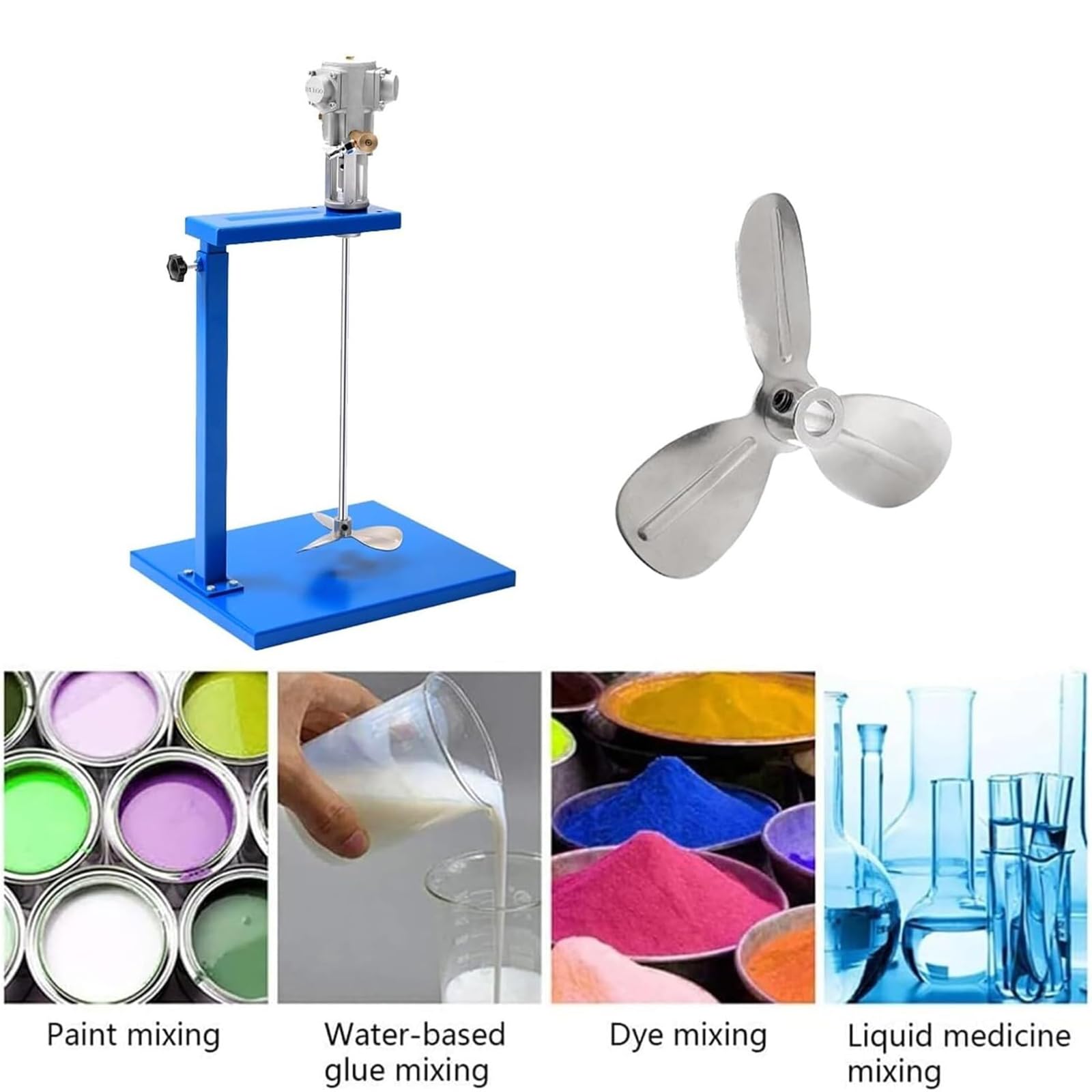 Mezclador de pintura neumático, agitador de aire de 1/8 HP, altura y velocidad ajustables, para líquidos viscosos, tinta, tinta, productos químicos