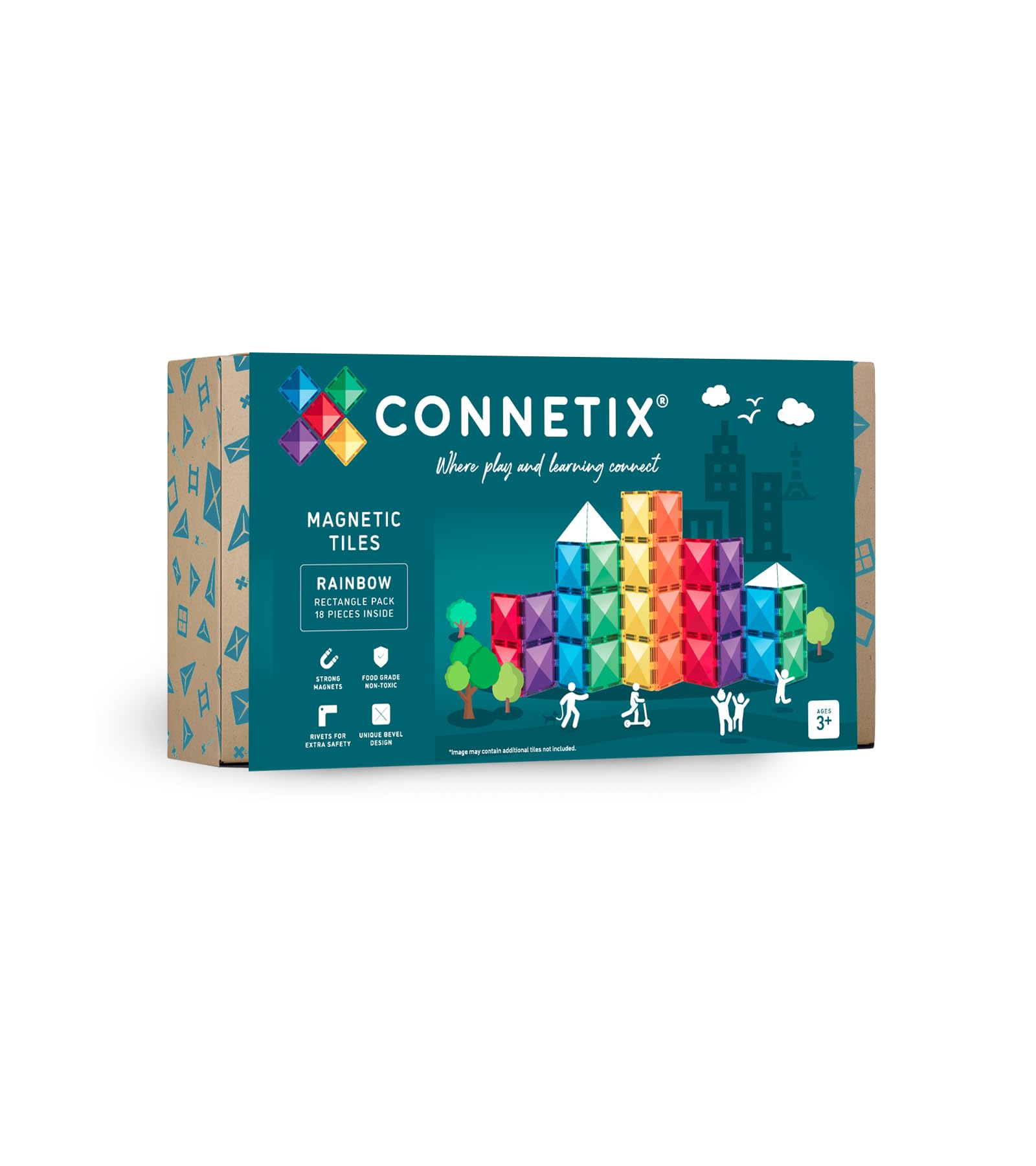ConnetixRainbow Rectangle Pack, 18 Pieces
